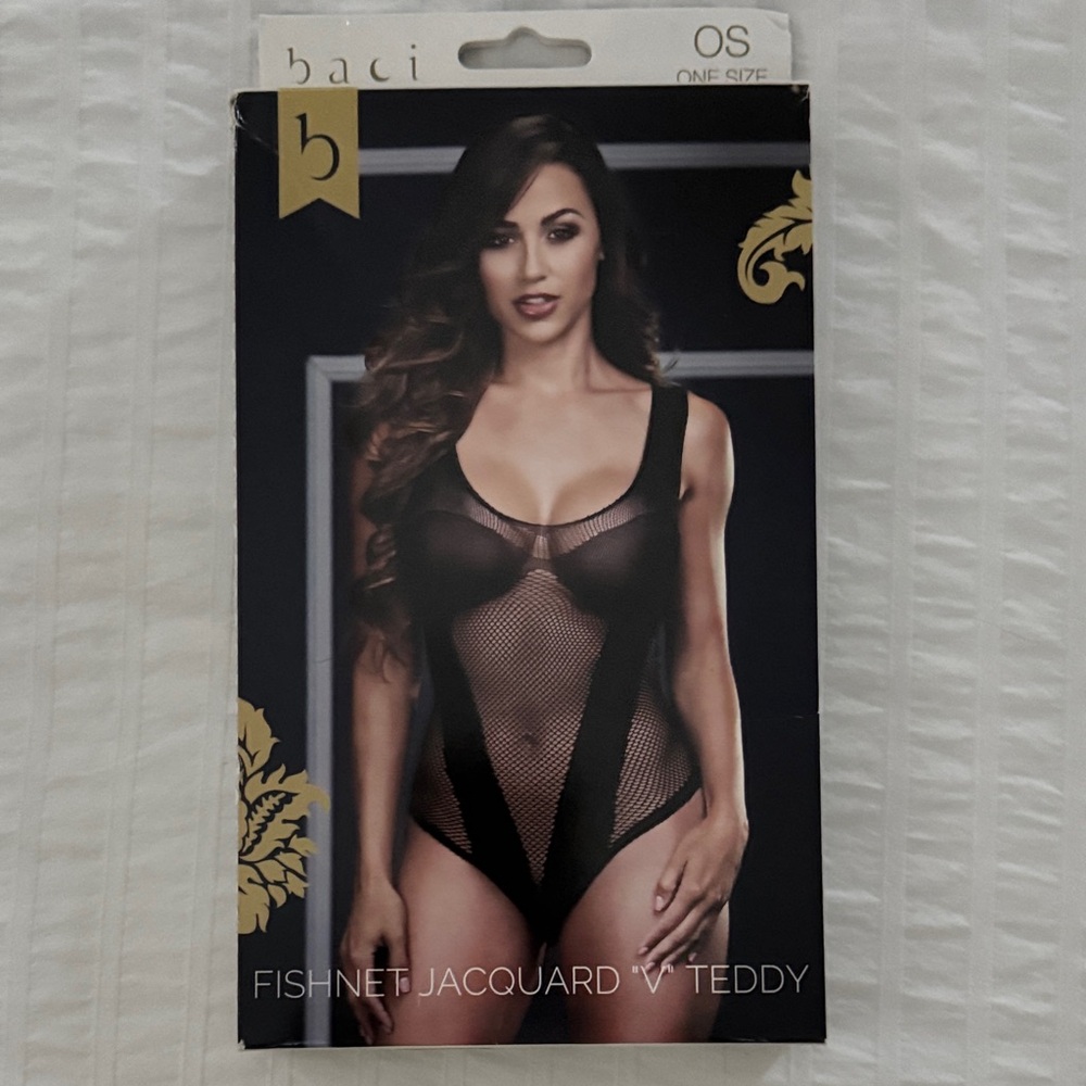 Baci Fishnet Jacquard Teddy